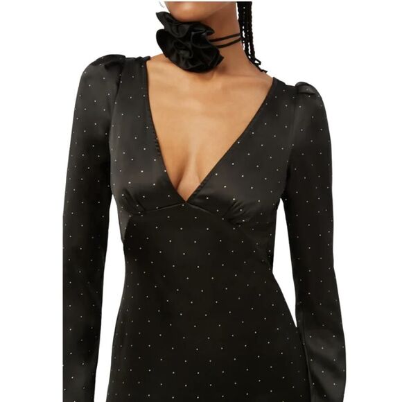 WEWOREWHAT Cowl Back Mini Polka Dot Black Maxi Dress - Size 6 - NWT - Picture 2 of 5